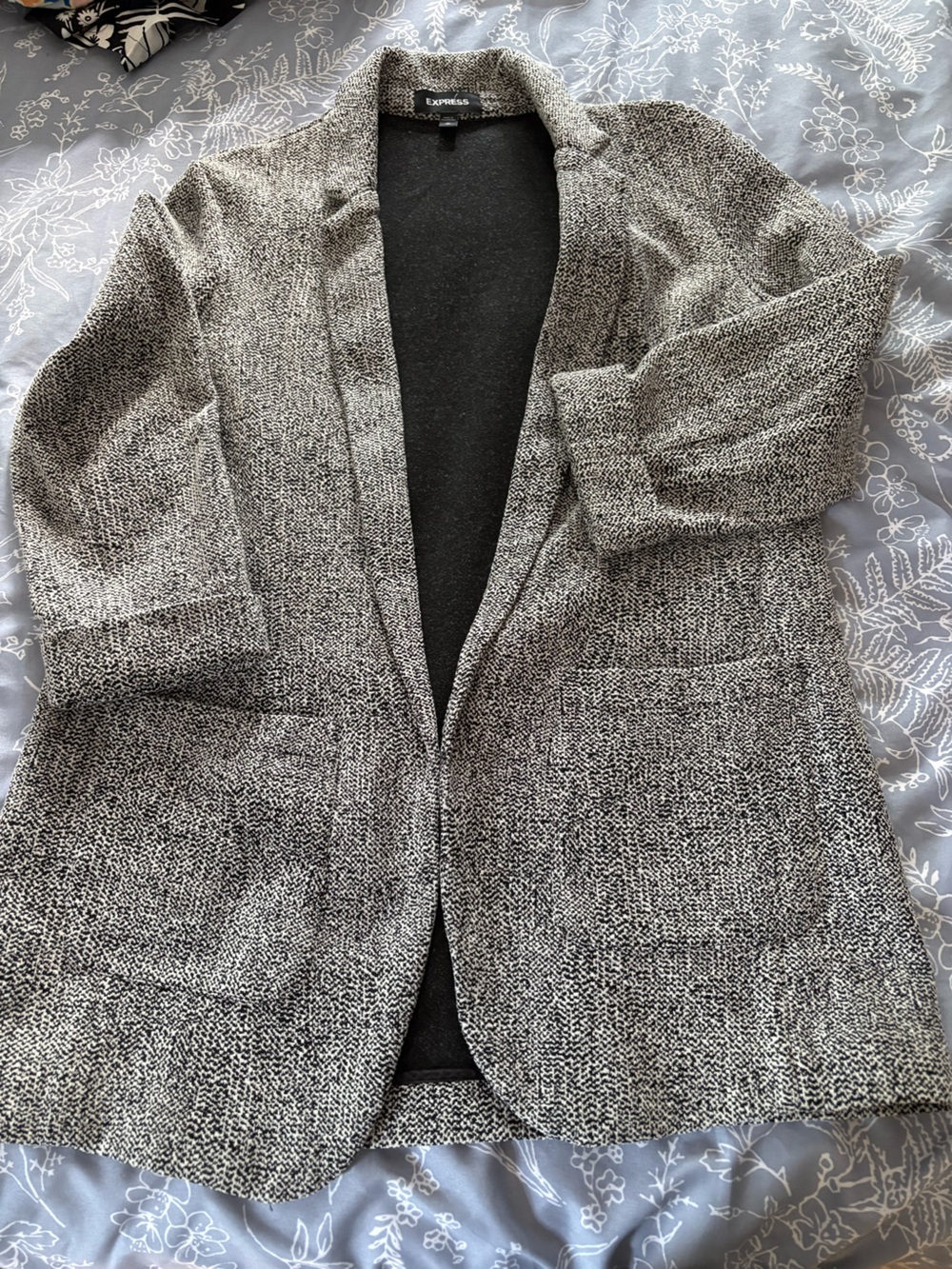 Express Gray Tweed-Look Blazer Jacket